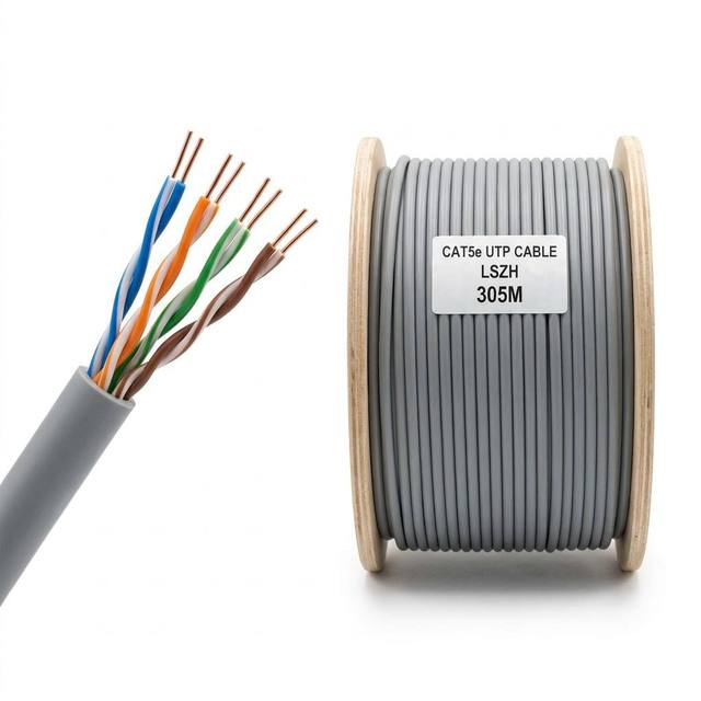 CAT5e UTP Solid Copper Ethernet Cable 24AWG 100MHz 100% Bare Copper 305m 0.52mm*4P LSZH CMR LAN Cable 8-Conductor