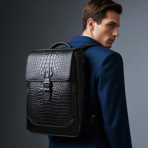 На заказ из натуральной коровьей кожи с узором из крокодиловой кожи, модная черная мужская деловая дорожная сумка для ноутбука, рюкзаки для работы - Product Image 6