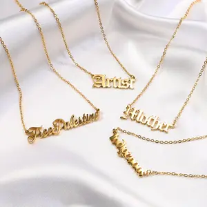 Steel Personalized 18K Gold Plated Name Necklace Custom Cheap China Wholesale Surgical Women Titanium Stainless Steel Necklace