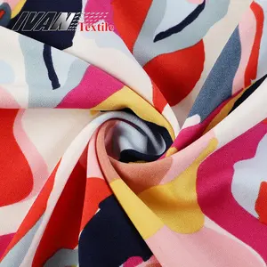 Wholesale Camo Printed Stretch 100d Four Way Woven Polyester Spandex Crepe Polyester Fabric for Women Dress