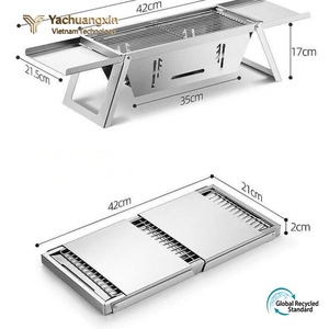 Stainless Steel <b>Portable</b> Folding Charcoal <b>Grill</b> Outdoor Camping BBQ Stove with Lids and Rack - Product Image 5