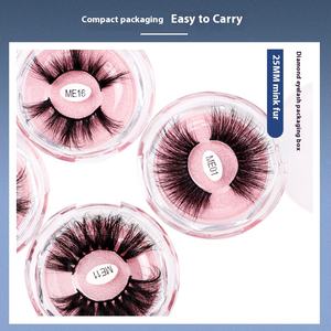 Bulu Mata Palsu 25mm Kotak Bulu Mata Kristal Transparan Berlian Eropa Amerika Tebal Panjang Semi Buatan Tangan Mink Hitam Lembut Alami - Product Image 3