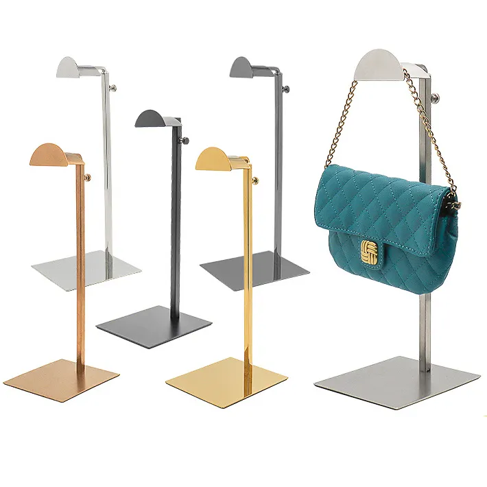 Großhandel Geschäft Design Einrichtung Metall Damen-Handtaschen-Vorführständer Hängendes Regal Handtaschen-Vorstellständer Halter schwarz