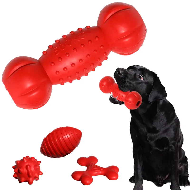 Brinquedo de cachorro de borracha indestrutível, brinquedo de mastigar para cães, treinamento tpr vermelho, brinquedo de cachorro