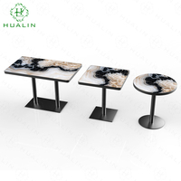 Tables de salle à manger de restaurant haut de gamme de style moderne HUALIN, en pierre frittée ou en verre, personnalisables avec des motifs