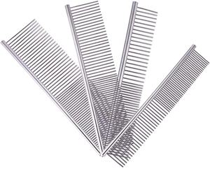 Peigne d'épilation <span class=keywords><strong>pour</strong></span> animaux de compagnie en acier inoxydable <span class=keywords><strong>pour</strong></span> chien et <span class=keywords><strong>chat</strong></span> outil de toilettage <span class=keywords><strong>anti</strong></span>-<span class=keywords><strong>puces</strong></span> avec densité à 2 broches - Product Image 1