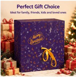 Custom Purple Gold Foil <b>Christmas</b> <b>Gift</b> <b>Box</b> Rigid Cardboard Matte Lamination Satin Ribbon OEM Luxury Holiday Packaging Wholesale - Product Image 4