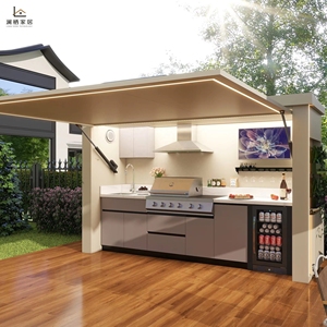 <span class=keywords><strong>Cucina</strong></span> Esterna Modulare in Acciaio Inox, Armadietti da <span class=keywords><strong>Cucina</strong></span> Resistenti alle Intemperie con Tetto a Controllo Remoto - Product Image 3
