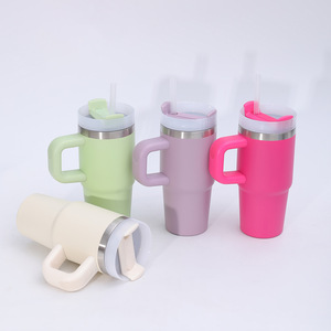 Stainless Steel Insulated Tumbler 14oz 20oz With Handle Straw Travel Mug - Product Image 2