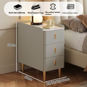 <span class=keywords><strong>โต๊ะ</strong></span>หิน3ลิ้นชักอัจฉริยะแคบมากโต๊ะข้างเตียงเรียบง่ายทันสมัยไฟหรูหราไร้สายแบบชาร์จไฟได้สำหรับห้องนั่งเล่น - Product Image 2