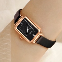 Montre pour femmes avec bracelet en cuir, cadran en marbre, mouvement japonais Miyota à quartz, marque OEM, prix compétitif