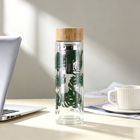 Bouteille isotherme en verre de 450 ml (15 oz) pour thé, café, eau infusée aux fruits