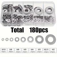 304 Stainless Steel Plain Finish Flat Washer Assortment Kit Sizes M2/2.5/3/4/5/6/8/10 Cross-Border Supply