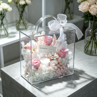 Kado Hari Valentine untuknya, Kotak Hadiah Mawar Awet Bentuk Persegi dengan Lapisan Mengkilap, Cocok untuk Pernikahan dan Hadiah Hari Ibu