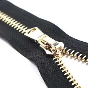 #3 #5 #7 #8 #10 Gold Silver Rose Gold Brass Copper Metal Teeth Custom Metal Zipper for Bag Leather Jacket Coat