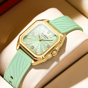 Reloj de enfermera para mujer CURREN, caja de acero inoxidable de cuarzo, banda de silicona resistente al agua, pantalla de 24 horas, esfera fácil de leer para enfermeras - Product Image 1