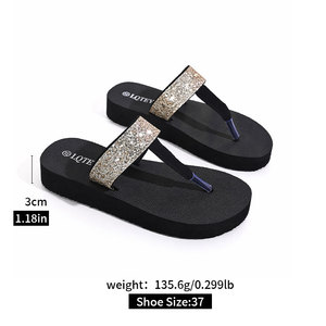 Nouvelles Chaussures Femme Style Sexy Talons Hauts Sandales Compensées 3cm Tongs à Bride Ornée de Diamants Artificiels Chaussures pour Dames JY-S43 - Product Image 6