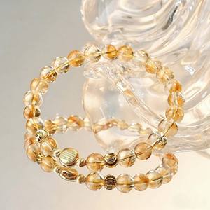 Herbst Neuheit 6mm Gelbes Pagoden-Kristall-Design <span class=keywords><strong>Gold</strong></span> Damen Fünf-Sutra-Mantra Glücksarmband Schmuck Großhandel - Product Image 2