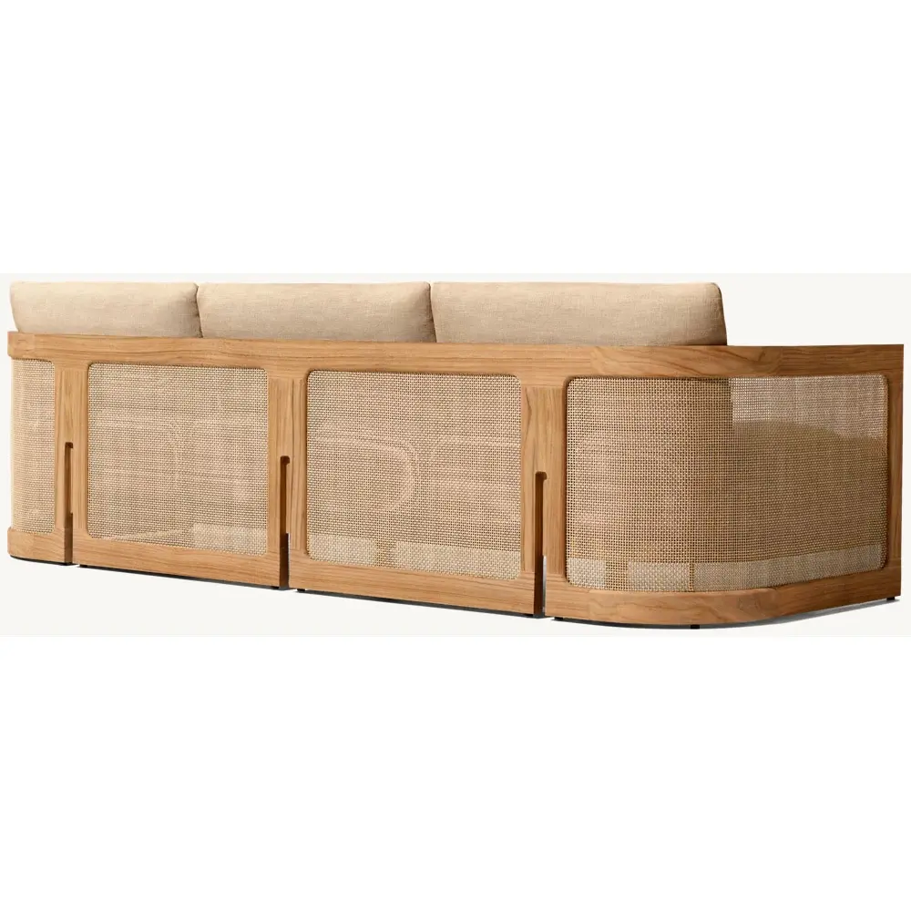 Neues Design Luxus-Terrassen möbel im Freien Gebogener Stock rücken Massives Teakholz-Sofa garnitur Großes Garten-Set