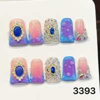 411-415 Faux ongles à presser faits main motif canard 10 pièces réutilisables en acrylique, modèle carré