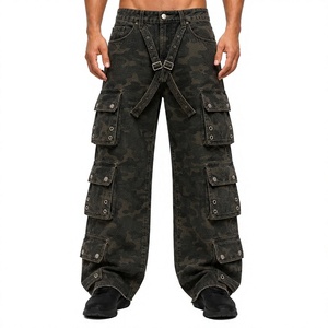 Pantalon cargo en jean premium pour homme – Vente en gros, personnalisable, multi-poches, utilitaire, décontracté, streetwear, en denim extensible de coton - Product Image 1