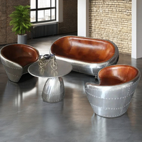 Chaise longue en cuir de luxe de style aviateur rétro industriel pour salon, chambre à coucher, salle à manger
