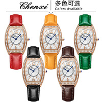 Montre à quartz pour femme CHENXI 319, bracelet en cuir, diamant, étanche, style décontracté, Relogio Feminino, vente chaude