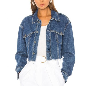 Custom Women Jeans Top Coat Wholesale Puff <strong>Crop</strong> Fashion <strong>Denim</strong> <strong>Jacket</strong> - Product Image 1