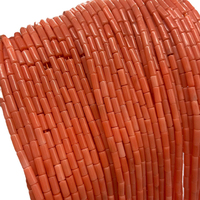 Perles tubulaires en corail de bambou marin naturel 3x7mm, perles en pierre orange, accessoires de bijoux DIY, prêtes à être expédiées en gros, directement de l'usine