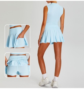 Ensemble tennis été personnalisé jupe avec poche latérale vêtements de sport de plein air respirants vêtements de golf vêtements de tennis - Product Image 2