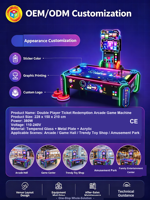 Machine de jeu d'arcade à monnayeur pour deux joueurs, avec fonction de rédemption de tickets et de jeu de frappe sur disque