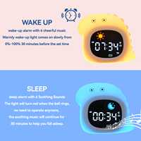 Horloge de bureau électronique mignonne en forme de dinosaure, calendrier, horloge de chambre pour l'apprentissage du sommeil des tout-petits, veilleuse, réveil avec fonction 'Ok to Wake' pour enfants