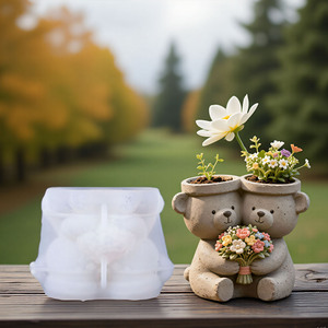 Dumo DIY Miniature Bear <b>Candle</b> Plaster Cup Silicone <b>Mold</b>, Flower Pot Resin Storage Cup <b>Mold</b>, Home Decoration Gift <b>Mold</b> - Product Image 2