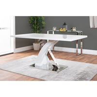 Table à manger moderne de luxe en marbre avec base en acier inoxydable pour villas