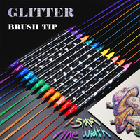 Stylo marqueur à double tête et double couleur avec paillettes, 120 couleurs, pointe souple, encre permanente, stylo à dessin à séchage rapide, OEM&ODM