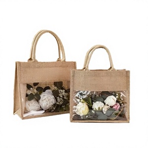 Nouveau sac fourre-tout carré en lin tissé SANGOR, grande capacité, tendance, pour mariage, anniversaire, avec logo personnalisé - Product Image 2