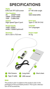 Nouvel appareil photo numérique sportif <span class=keywords><strong>Rolin</strong></span> G10 Thumb, vidéo 2K Ultra HD, photo, mini appareil photo de poche pour étudiants, écran rabattable de 0,96 pouces, corps en ABS, batterie au lithium - Product Image 6