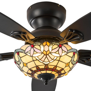 Ventilador de techo LED con luz, 5 aspas, control remoto, motor AC, cuerpo de lámpara de vidrio para sala de estar y dormitorio - Product Image 3