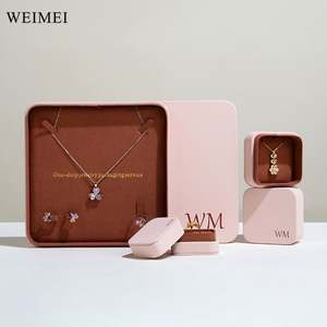 Weimei กล่องเครื่องประดับหนังสีตัดกันทรงสี่เหลี่ยมกล่องเครื่องประดับกระดาษหนังต่างหูสร้อยคอแหวนบรรจุภัณฑ์ - Product Image 4