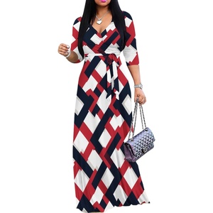 Plus Size Clothing for Women Boho Floral Long Maxi Dress 3/4 Sleeve Boho Beach Empire Waist Big Swing Hip Circle Elegant Dresses - Product Image 1