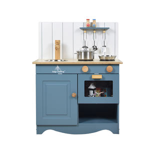 Cocina de Juguete de Madera Azul para Niños Pequeños con Accesorios de Cocina, Horno, Microondas, Fregadero y Grifo, Juguete de Simulación - Product Image 1