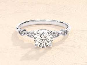 Luxe à la mode plaqué or 925 argent Sterling Moissanite diamant bague serti à la main en forme de brillant accessoire de mariage - Product Image 3