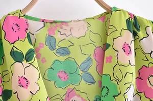 R40303S <span class=keywords><strong>camicette</strong></span> cravatta scollo a v profondo in raso di <span class=keywords><strong>seta</strong></span> con stampa floreale moda <span class=keywords><strong>donna</strong></span> all'ingrosso - Product Image 4