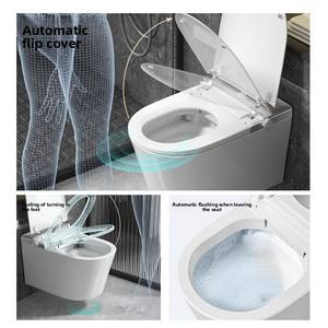 Authentique nouveau modèle de toilette intelligente officiel mural entièrement automatique Siphon <span class=keywords><strong>suspendu</strong></span> toilette murale P-Trap mousse intégrée - Product Image 5