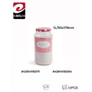 Botella de Vidrio Cilíndrica de 12U 1L para Almacenamiento, Organización del Hogar y Uso en la Oficina, con Cubierta Elegante para Condimentos - Product Image 1