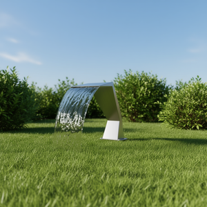 Fontaine de piscine en acier inoxydable argentée 25,2x11,8x20,5 Design moderne Durable Fontaine d'eau extérieure - Product Image 2