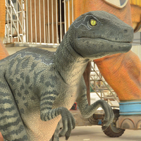 Costume de dinosaure Velociraptor ambulant - Costume adulte pour parc d'aventure, extérieur et intérieur, avec composants métalliques pour utilisation en jardin