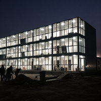 Bâtiment de bureaux préfabriqué moderne à trois étages avec système de mur-rideau en verre