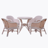 Chaise et table de meubles de décoration naturelle de haute qualité en rotin et rotin tissage synthétique avec coussin