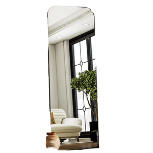 Espejo de cuerpo entero con marco de aluminio negro y esquinas redondeadas, espejo contemporáneo para colgar/poner sobre una superficie/colgar en la pared/poner sobre el suelo. - Product Image 1